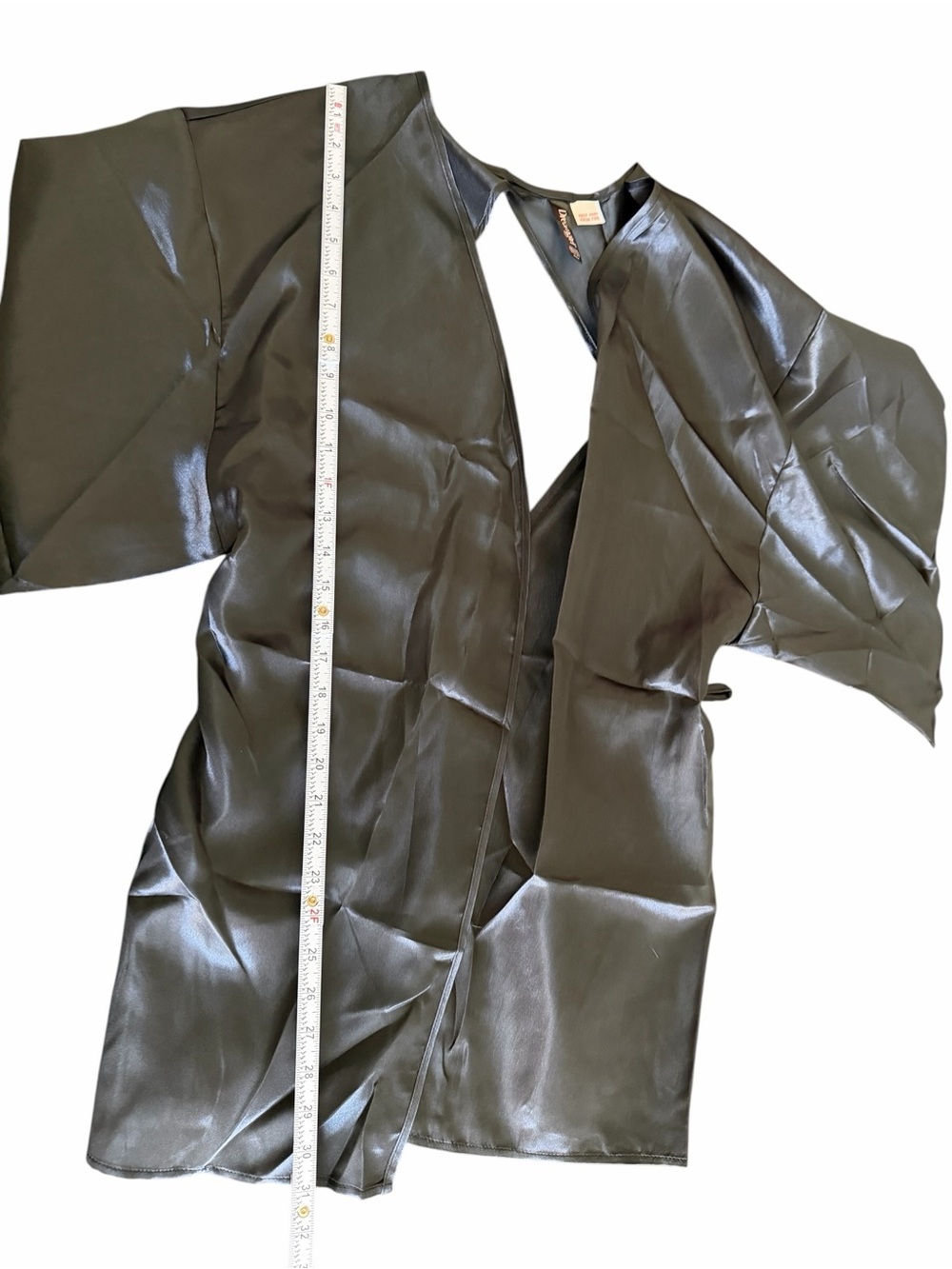 Black Satin Lace-Trim Robe - Picture 5 of 5
